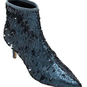 Charles David Sequin Ankle Boots - Black and Silver